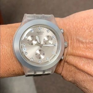 Swatch silver ladies watch